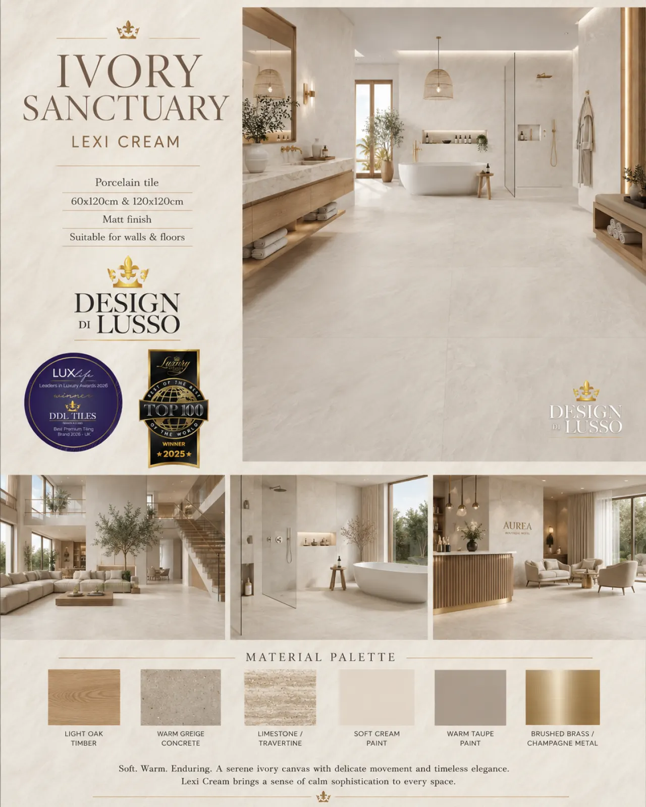 Honeyed Poise: Cream Lexi tile mood board
