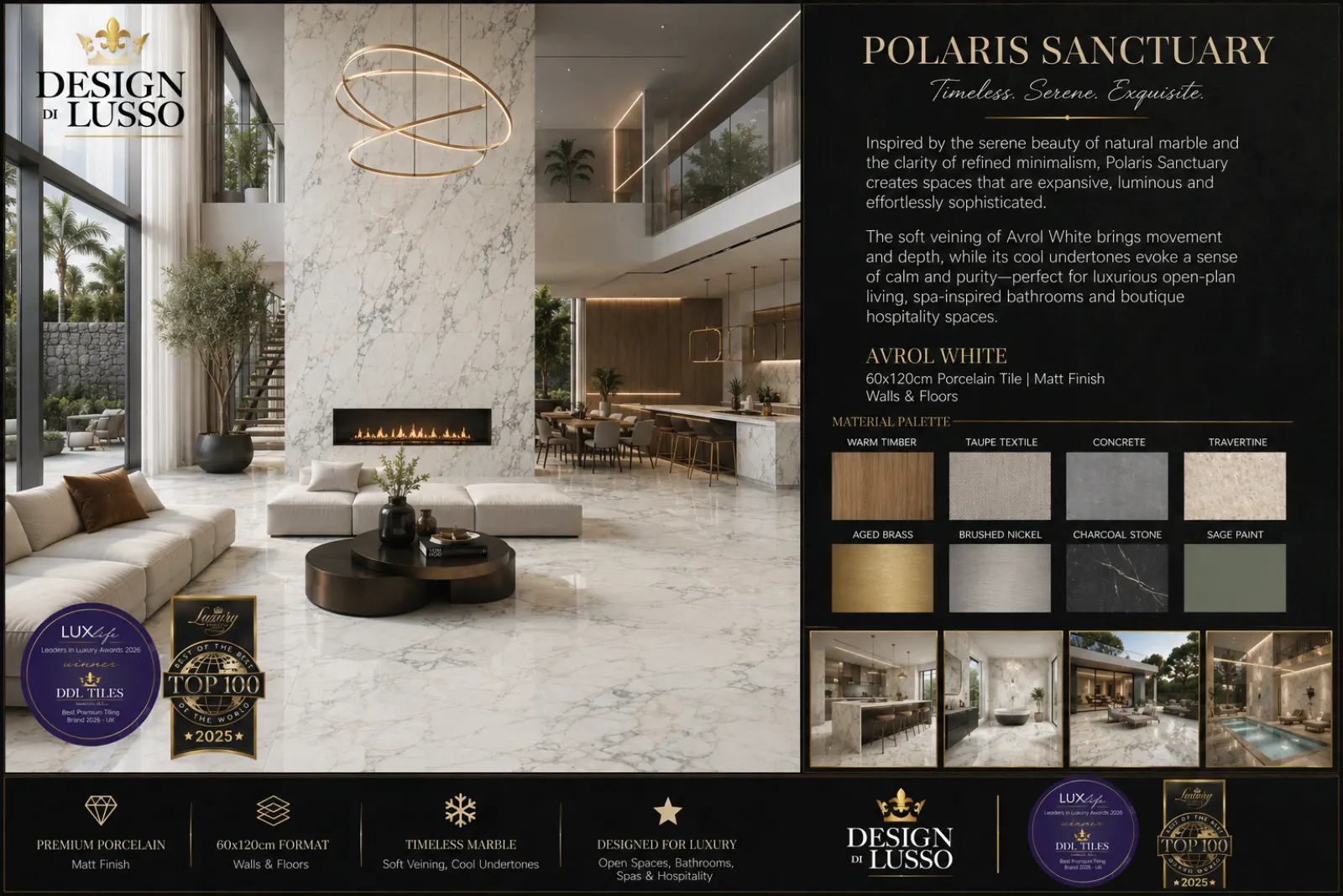 Ivory Radiance: White Avrol White tile mood board