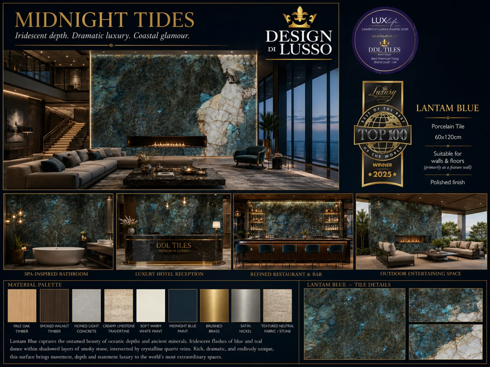 Lagoon Depth: Blue Lantam tile mood board
