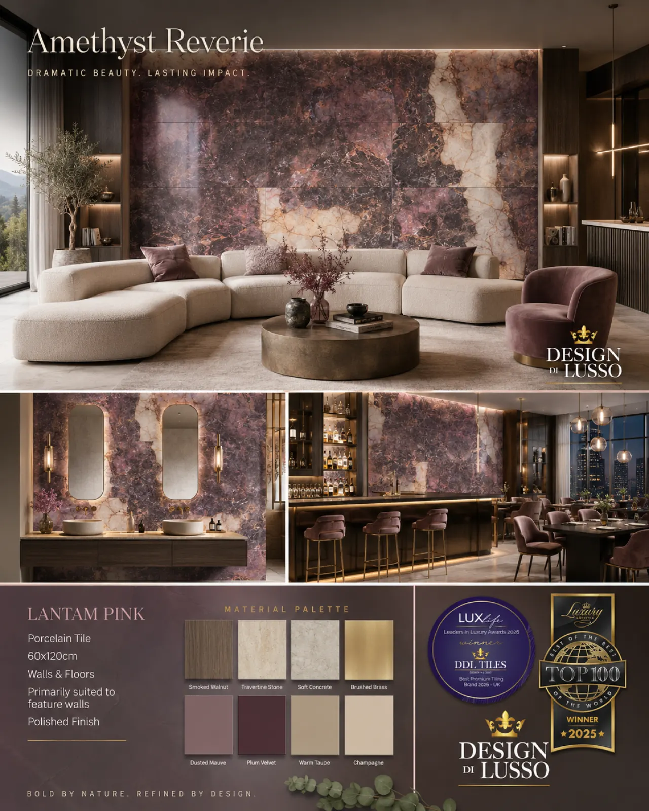 Blush Reverie: Pink Lantam tile mood board
