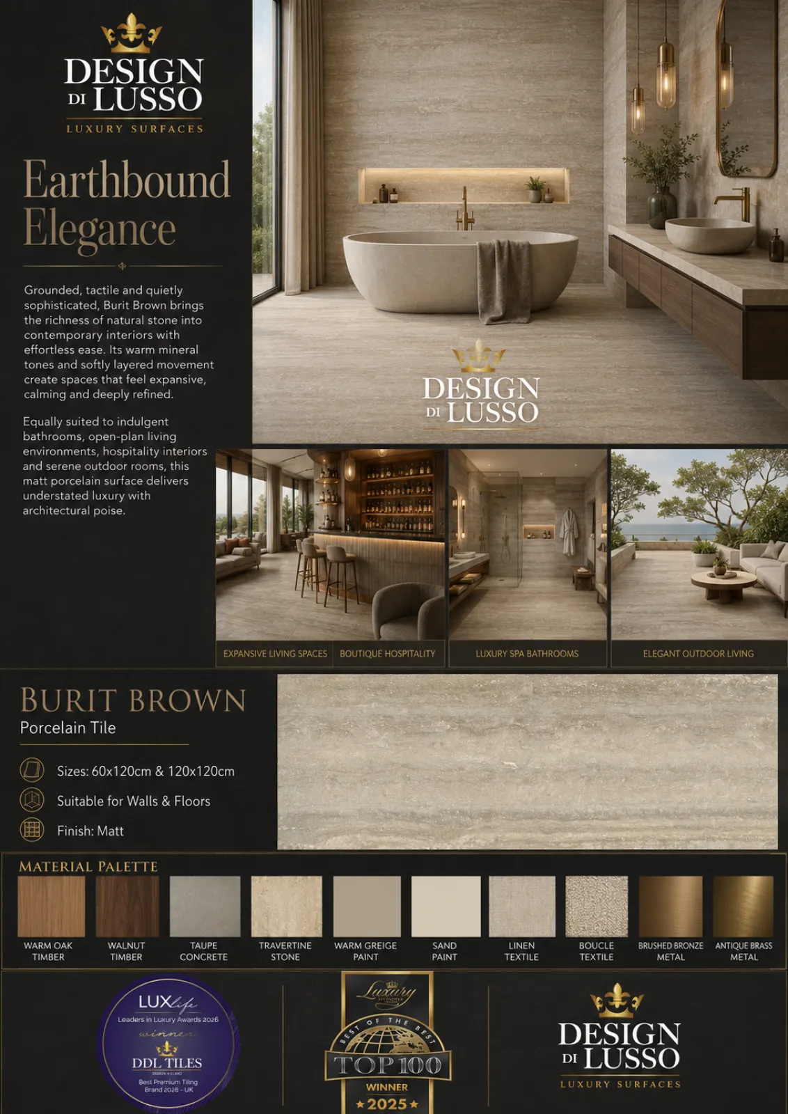 Organic Sanctuary: Brown Burit tile mood board
