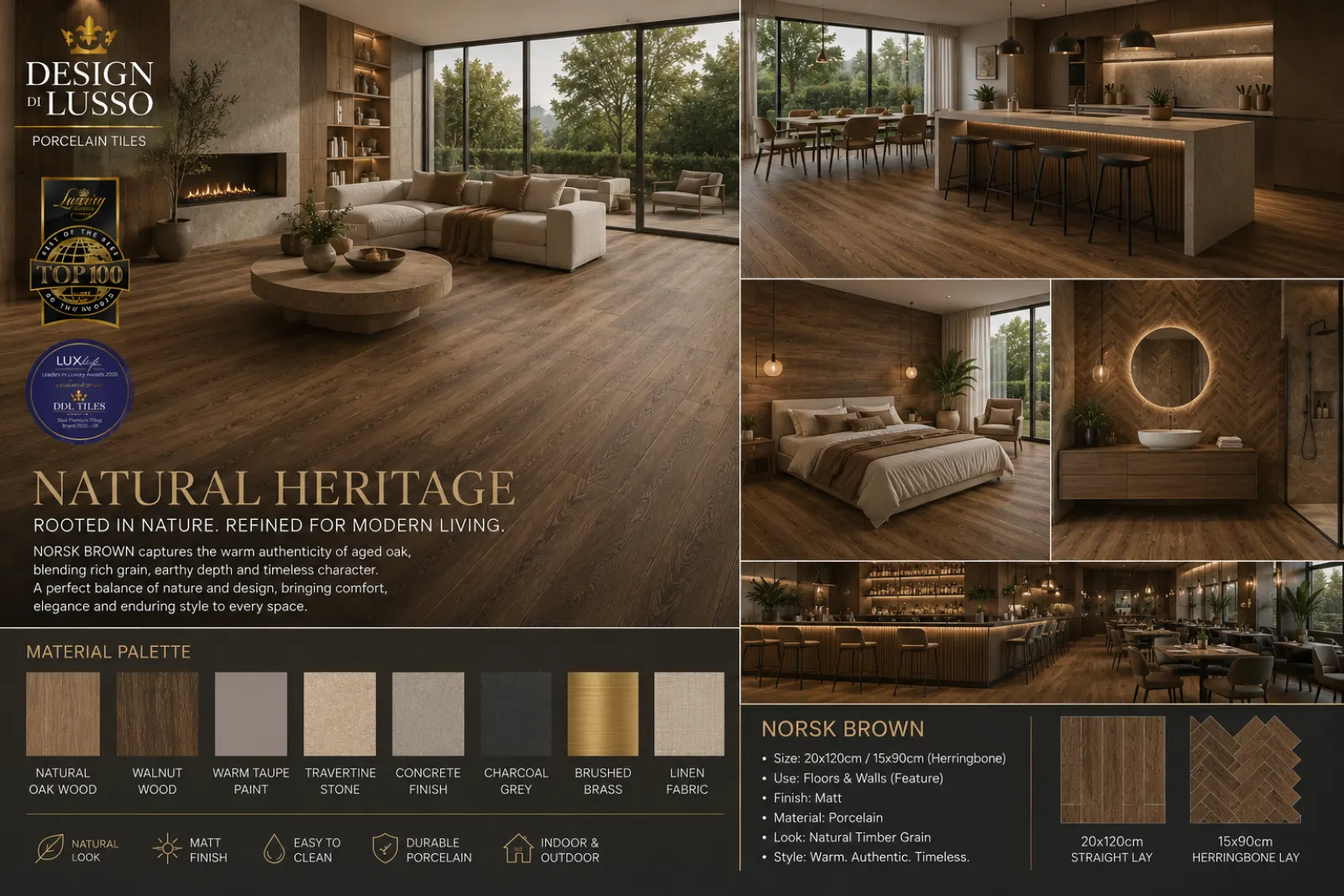 Earthen Glow: Brown Norsk tile mood board