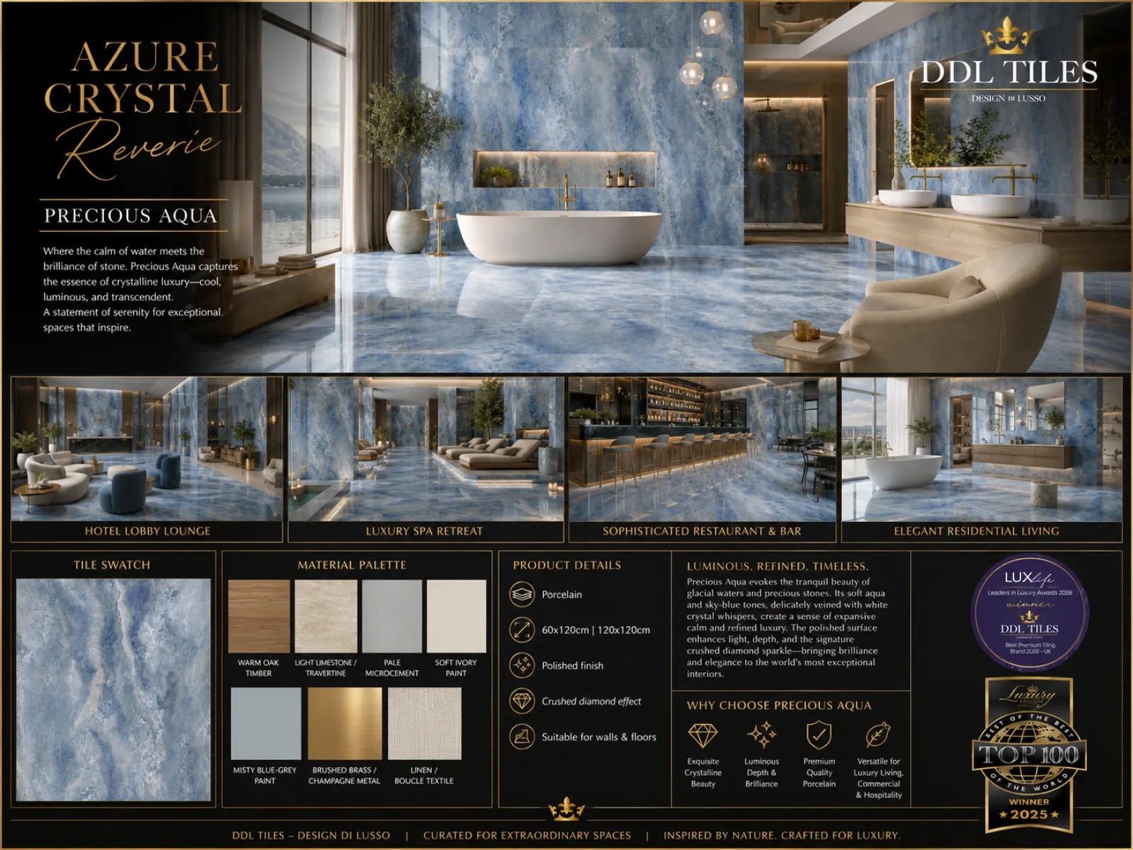 Tidal Reverie: Aqua Precious tile mood board
