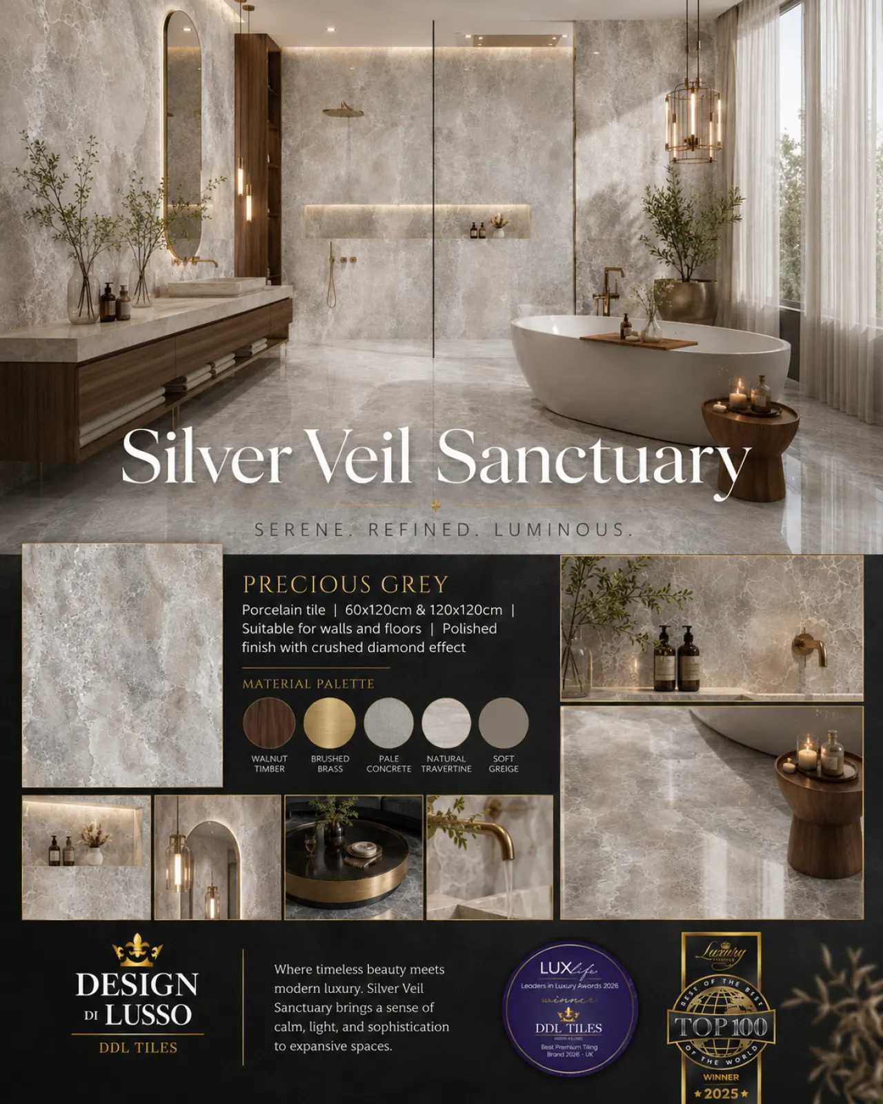 Architectural Poise: Grey Precious tile mood board
