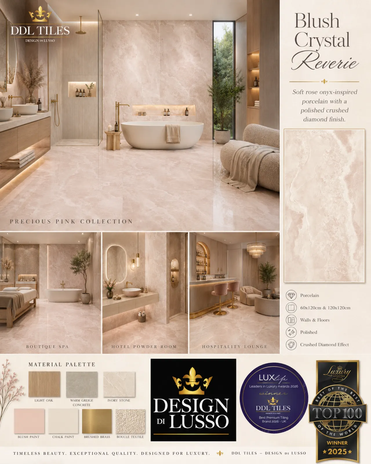 Champagne Light: Pink Precious tile mood board