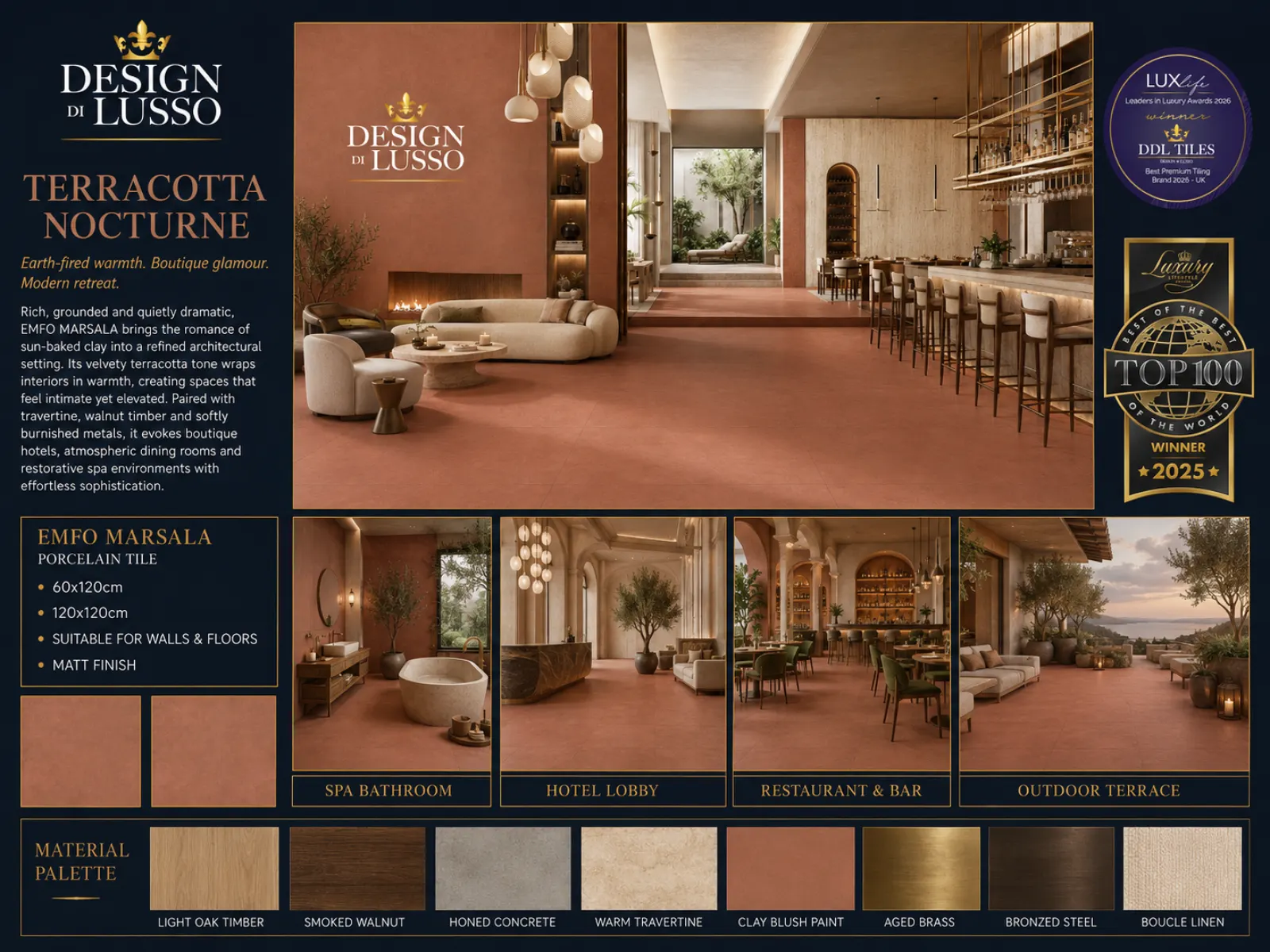 Radiant Grandeur: Marsala Emfo tile mood board