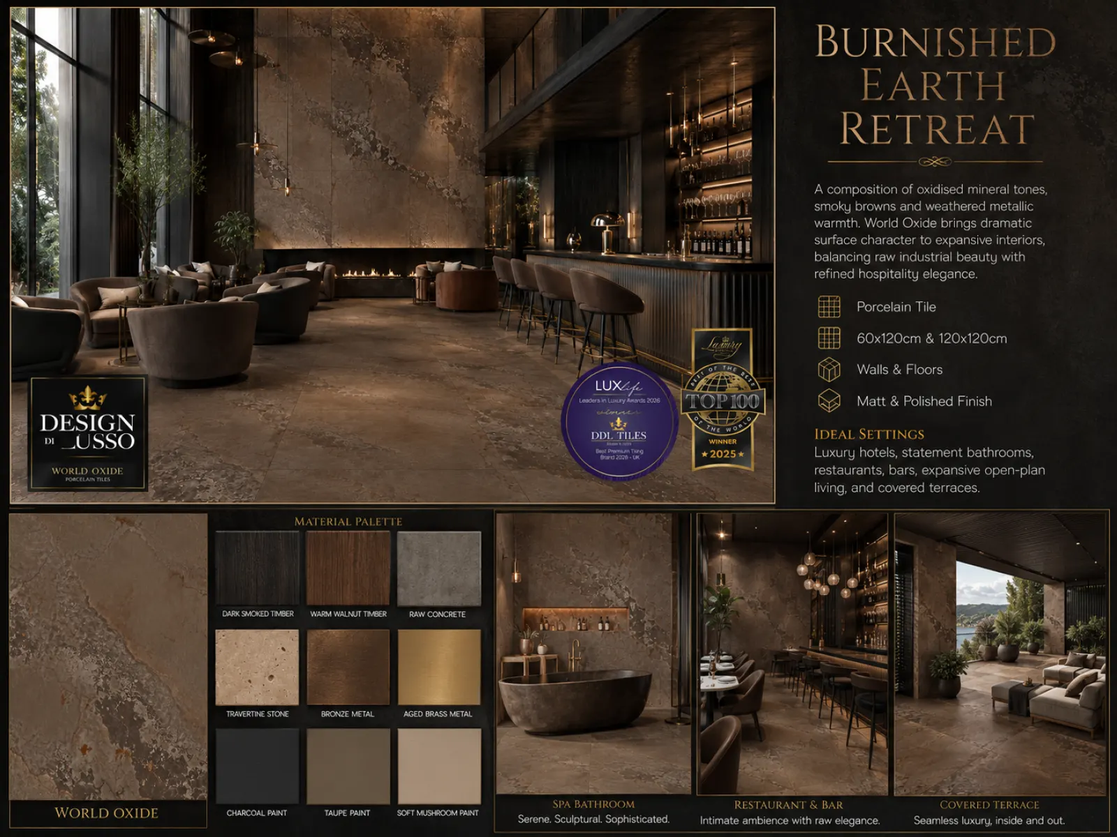 Burnished Patina: Oxide World tile mood board