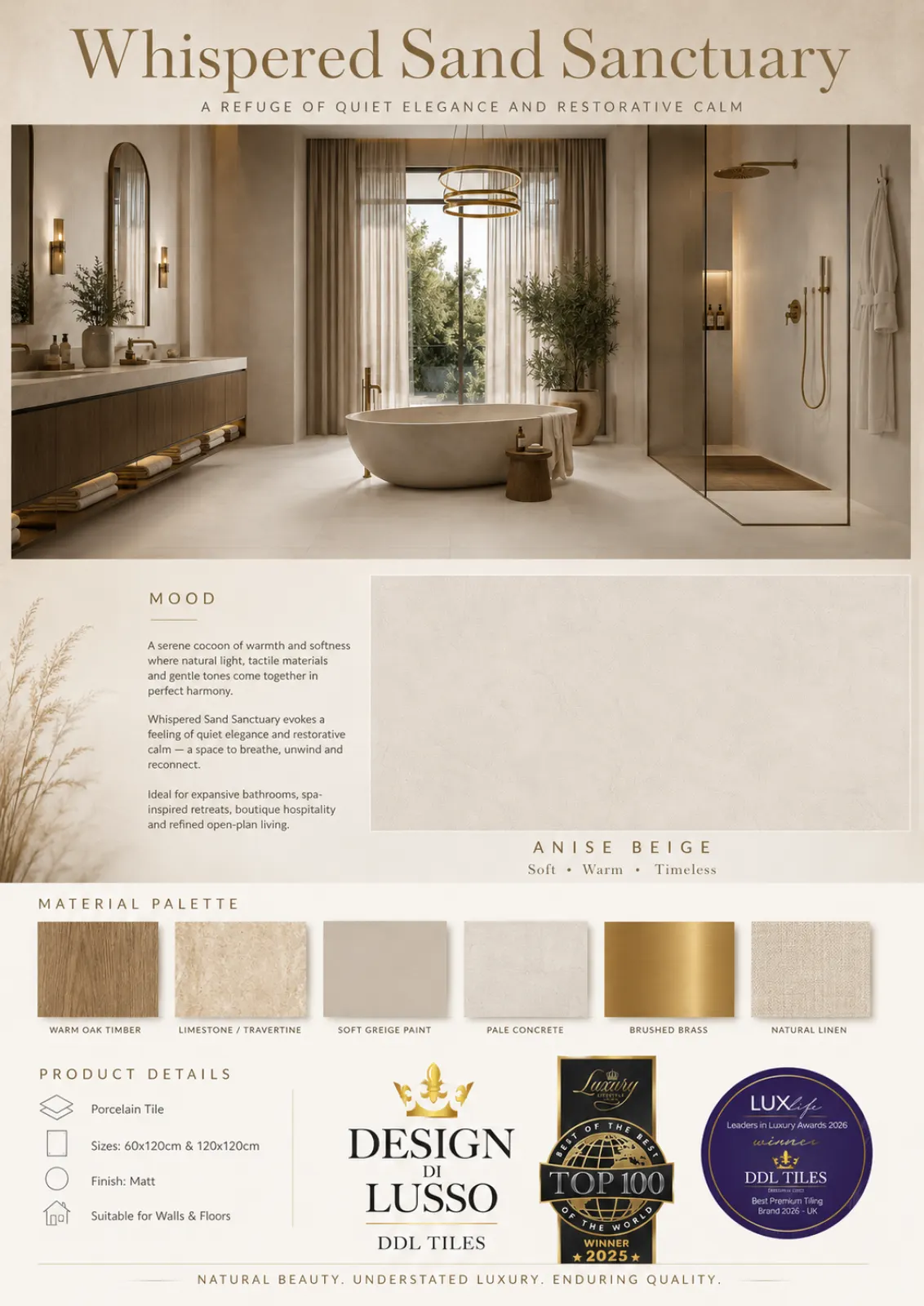 Travertine Grace: Beige Anise tile mood board