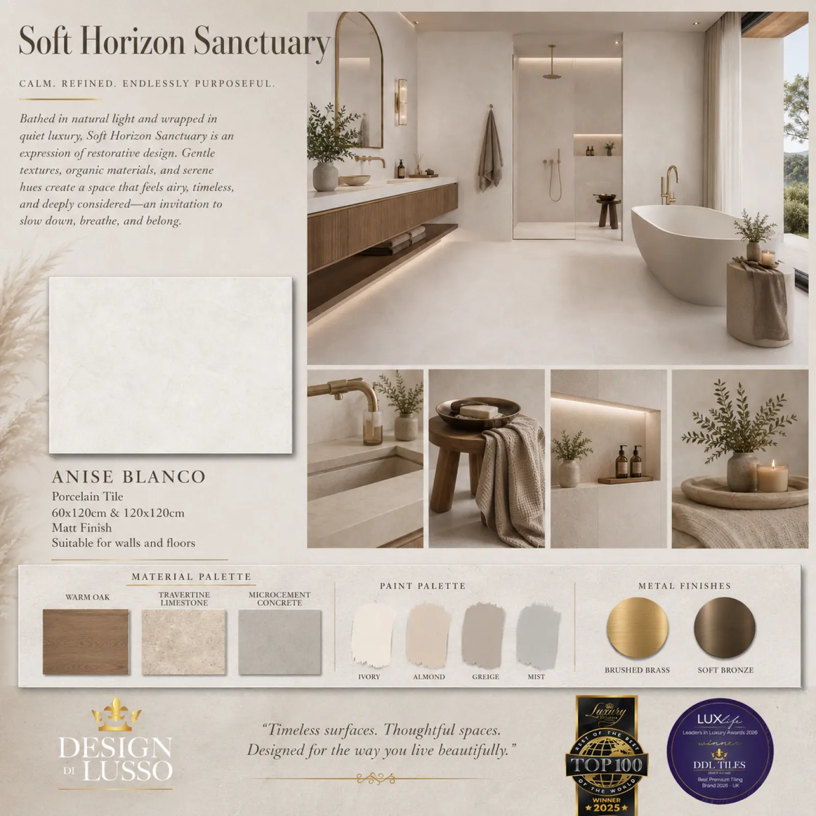 Ivory Hush: Bianco Anise tile mood board