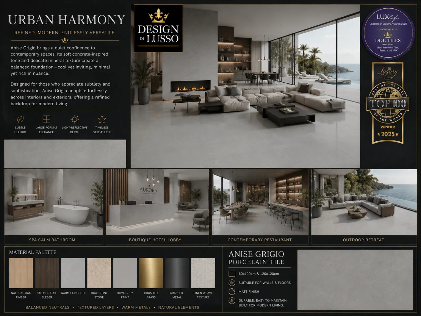 Refined Restraint: Grigio Anise tile mood board